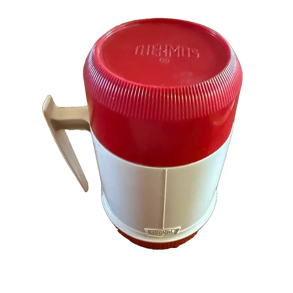 Vintage Thermos Model 6002 Red & White 10 oz Wide Mouth Vacuum Food Jar Complete